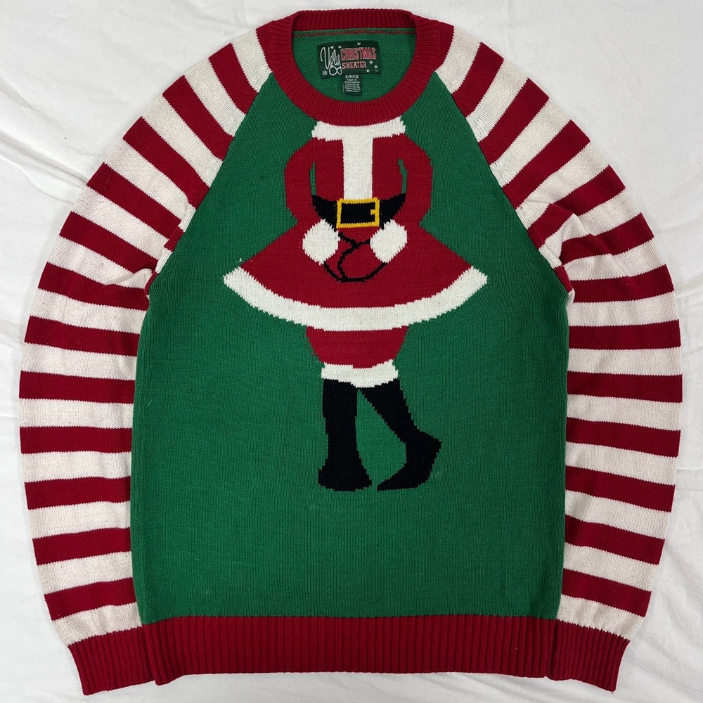 Ugly Christmas Sweater Elf On The Shelf Jacquard Knit Crewneck Sweater